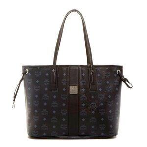 MCM medium visetos black reversible tote NWT